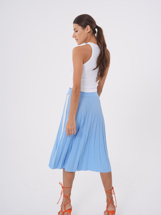 Sustainable Pleated Skirt Blue