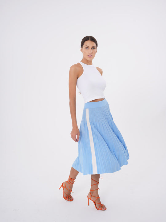 Sustainable Pleated Skirt Blue