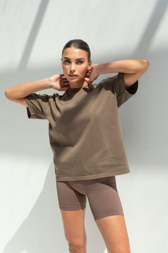 Effortless Comfort: Oversized Cotton T-Shirt Brown