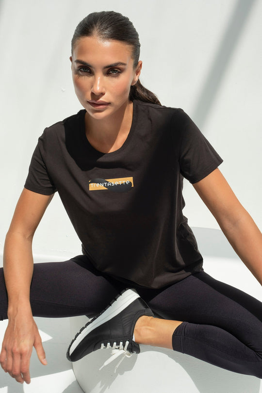 Sustainable Chic: EcoCosy Logo T-Shirt Black