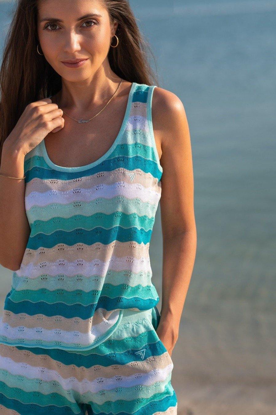 Multicolor Viscose Summer Sleeveless Shirt - Trentasetteofficial