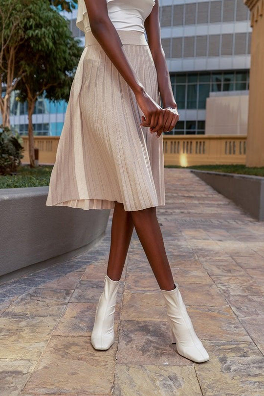 Sustainable Pleated Skirt Beige - Trentasetteofficial