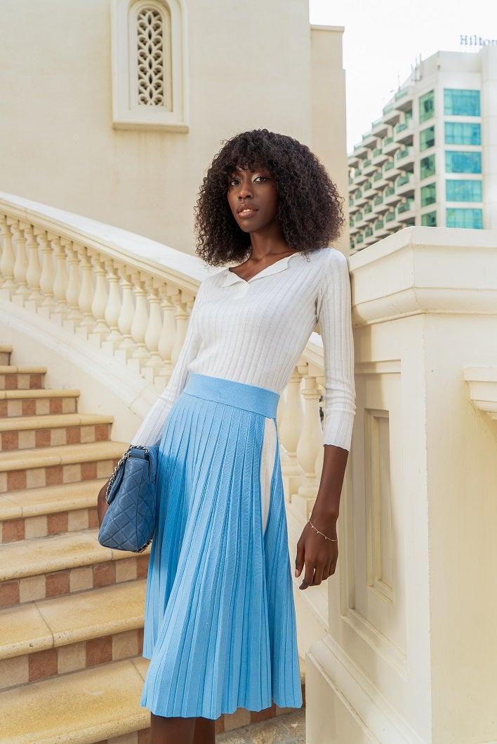 Sustainable Pleated Skirt Beige